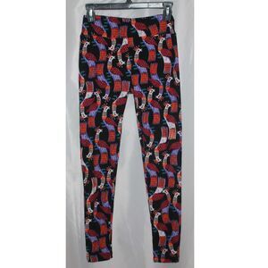 Tween's Lularoe Black Purple Bird Print Butter Smooth Leggings One Size 0-12